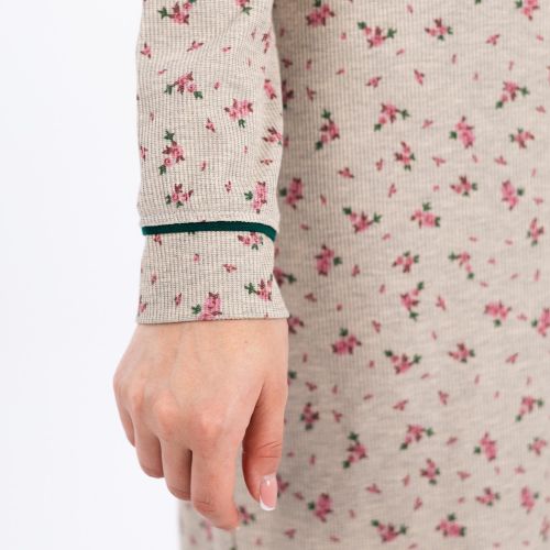 Zecotex "Long Ribbed Nightgown / Floral Printed Design/ Elegant & Comfortable Sleepwear / Soft & Lightweight Fabric"