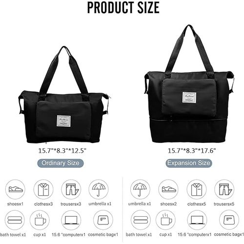 Best Selling Expandable Travel, Shopping, Gym Bag Black