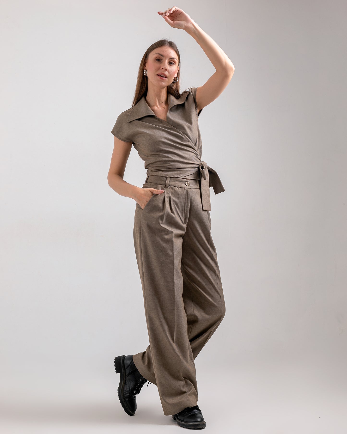 WRAP BROWN BLOUSE