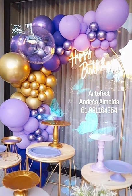 "Premium Party Balloons Set - Elegant Mix of Purple, Lavender, White, and Gold - Perfect for Weddings, Birthdays, and Fancy Events Decoration"