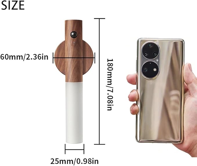 LANDGOO Motion Sensor Night Lights Magnet Body Sensor Hallway, Rechargeable Led Light Portable Stairway, Wooden Wall Sconce Battery Powered Cabinet Lights(Walnut Wood 2PCS)
