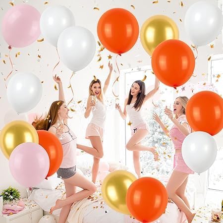 Premium Balloon Bouquet - Mix of Gold, Orange, and Pink Glitter - Perfect Party Decoration for Holidays and Special Occasions