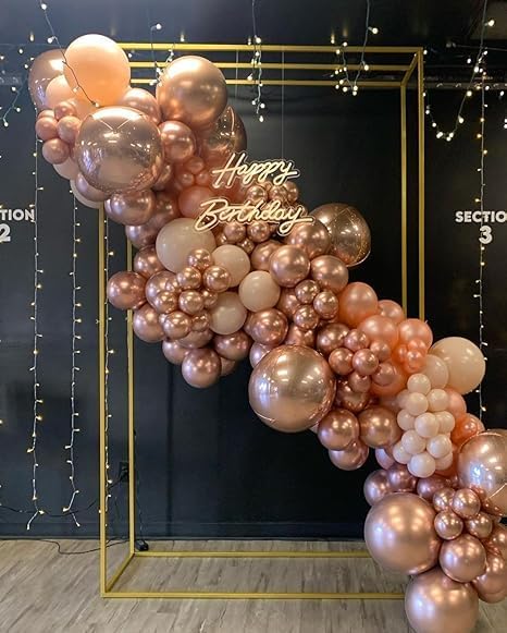 High Quality Blue Latex Balloons, 12 Inch Perfect for Birthday Party, Wedding, Special Event Decoration, Air or Helium Inflatable, Contains 100 Balloons (Rose Gold Nickel Chromium)
