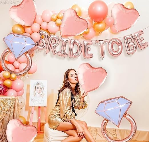 Rose Gold Bride To Be Balloons - Bride To Be Decorations | Bride Balloons for Bachelorette Party Decorations | Bridal Shower Balloons for Rose Gold Bridal Shower Decorations