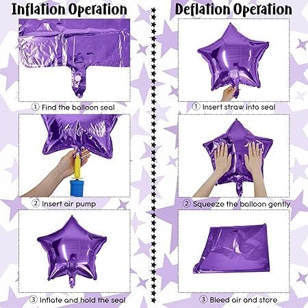 "Pink Mauve Star Balloons Set - 12 Pcs Practical and Easy to Inflate for Events and Party Decorations"
