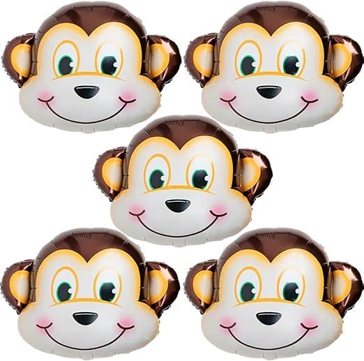 Monkey Balloons Monkey Shaped Foil Mylar Balloon Woodland Animals Balloons for Baby Shower Woodland Animals Theme Birthday Party Supplies Decorations 5PCS
