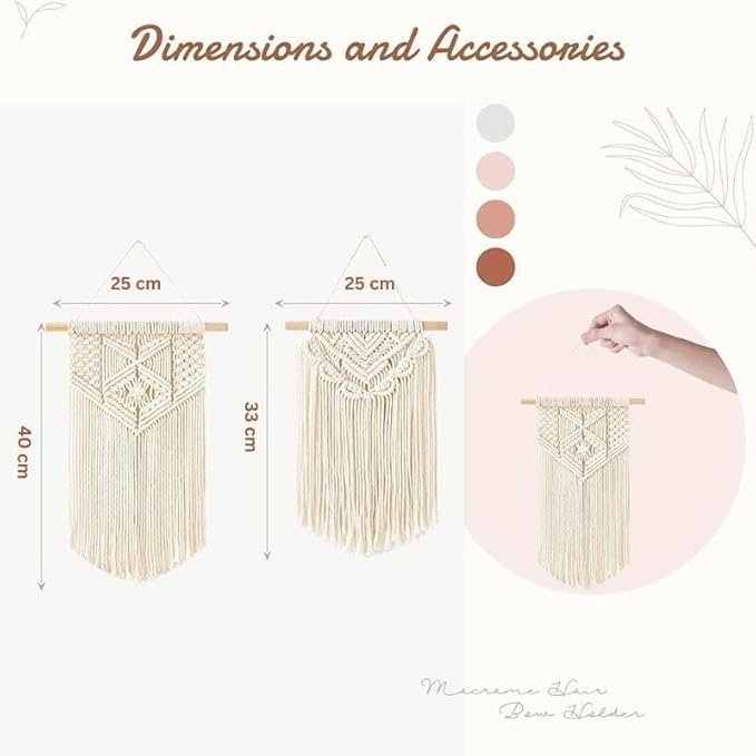 Home Gallery Set of 2 Macrame Wall Hanging Art Woven Wall Decoration Handmade