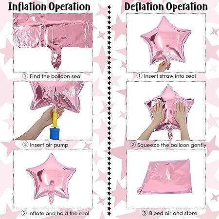 Pink Star Balloons 12 Pcs Easy to Inflate and Very Practical to Change the Atmosphere of Any Occasion Perfect for Weddings Birthday Party Premium Quality Modern Party Balloons