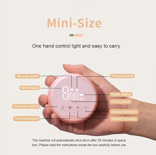 Portable Electric Breast Pump, Silent Single Breast Pump. 10 Breast Milk Fresh Bags, 3 Pumping Modes and 9 Intensity Levels, LED Display, Milk Pumping