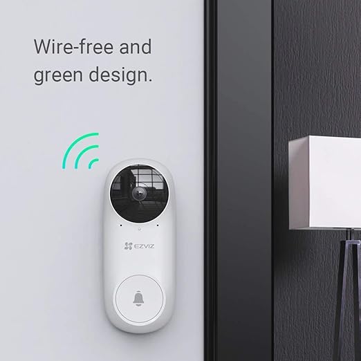 EZVIZ DB2C Wire-Free Video Doorbell with Chime Rechargable Battery Powerd Wireless Smart Home Security Camera Two Way Talk Human Detection Full HD Night Vision