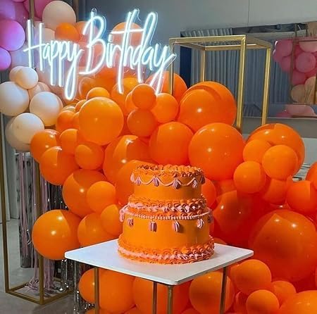 High Quality Latex Balloons 12 Inch Perfect for Birthday Party Decoration, Wedding and Special Events Inflatable with Air or Helium Contains 100 Balloons (Orange)