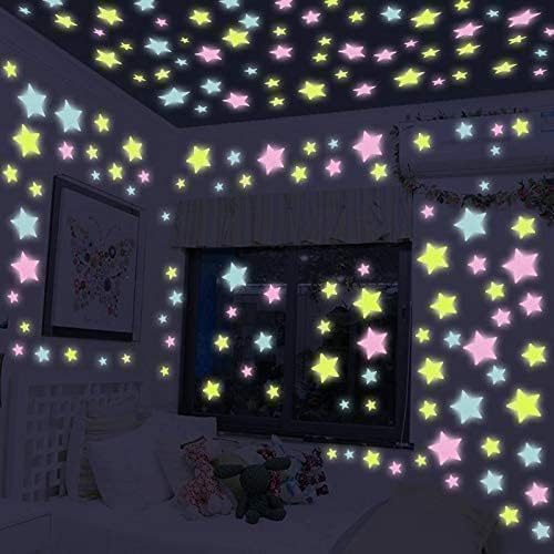 Other Generic 100pcs 3D Star Glow In The Dark Luminous Ceiling Wall Stickers Multi Color