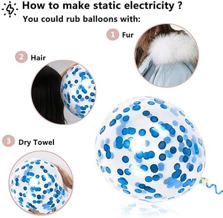 "Party Balloons Set - Blue, White and Clear with Blue Confetti - Perfect for Parties and Birthdays"