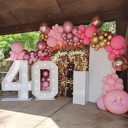 Rose Gold Balloon Garland Kit - 50 Pcs Elegant Party Decorations with Shiny Gold Dots - Perfect for Birthday, Wedding