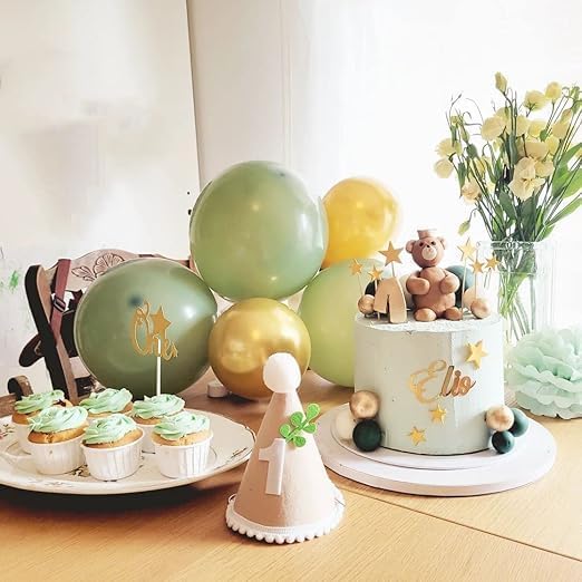 Sage Green Gold White Party Balloons, 50Pcs Sage Green and Gold Confetti Party Balloons For Birthday Baby Shower Engagement Wedding Anniversary Party Decorations