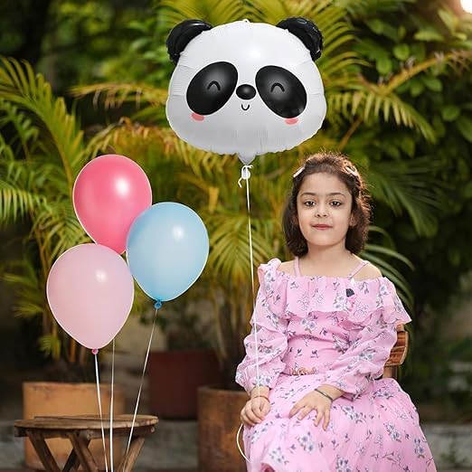 Cute Panda Head Party Balloon, Wildlife Jungle Safari Forest Animals Mylar Foil Giant Panda Balloons For Animals Theme Birthday Party Baby Shower Decorations Supplies