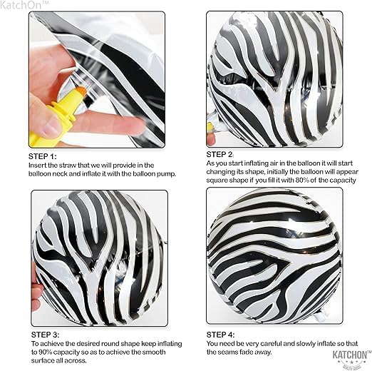 Large 22 Inch Zebra Balloons - Pack of 6 | Zebra Balloons for Black and White Party Decorations | Animal Balloons for Zebra Birthday Party Decorations | B