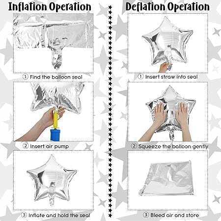 "Blue Brown Silver Star Balloons Set – 12 Pieces Practical and Easy to Inflate Event and Party Decorations"