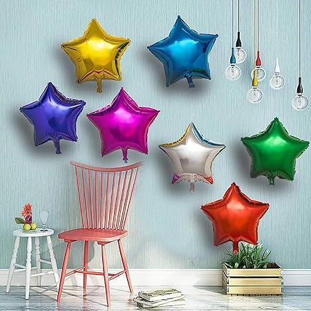 Pack of 10 Fuchsia Star Foil Balloons 18 Inch - Unique Decoration Balloons for Birthday Party, Wedding, Special Event - Helium or Air Inflatable
