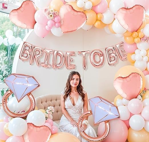 Rose Gold Bride To Be Balloons - Bride To Be Decorations | Bride Balloons for Bachelorette Party Decorations | Bridal Shower Balloons for Rose Gold Bridal Shower Decorations