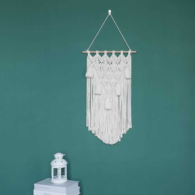 natuli Macrame Wall Hanging Boho Decoration Handmade Large Cotton Tapestry 40 x 70 cm for Living Room Bedroom Balcony Boho Decoration Free Wall Hooks Decoration Room