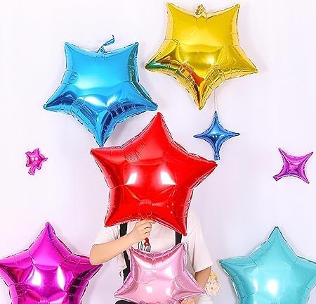 10 Pack 18 Inch Red Star Foil Balloons - Unique Decoration Balloons for Birthday Party, Wedding, Special Event - Helium or Air Inflatable