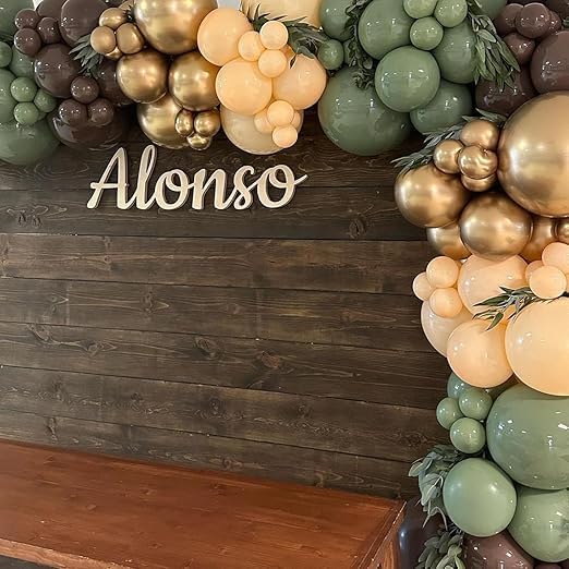 Generic Green and Brown Balloons, Pack of 60: Sage Green, Dark Brown, Beige, Gold Metallic; Balloon Set; Perfect for Birthday, Wedding; Unisex-Kids; All Ages