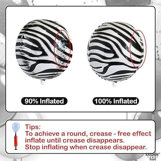 Large 22 Inch Zebra Balloons - Pack of 6 | Zebra Balloons for Black and White Party Decorations | Animal Balloons for Zebra Birthday Party Decorations | B