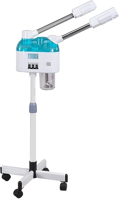 GL Enterprises 2 in 1 Hot & Cold Facial Steamer Machine,800W, Hot Mist Cold Mist,Double Tube,Ozone,Rolling Stand Base