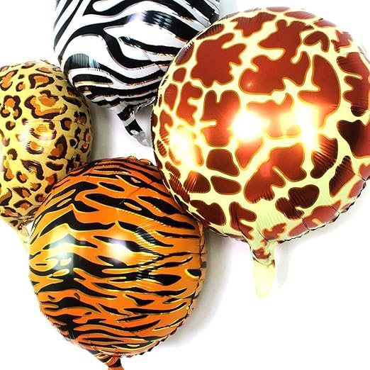 12 Pcs 18 Inch Aluminum Foil Balloons Tiger Print Animal Balloons Tiger Balloons Wild Safari Balloons Perfect for Birthday Party Decoration (Tiger)