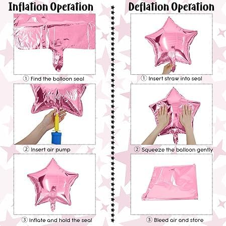 "White and Pink Star Balloons Set – 12 Pieces Practical and Easy to Inflate for Event and Party Decorations"