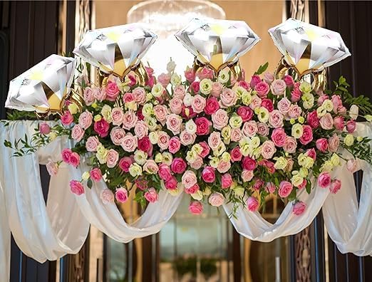 Engagement Ring Balloons Set of 4, High Quality Mylar Foil Balloons, Add Luxurious and Unique Touch to Engagement Wedding Party