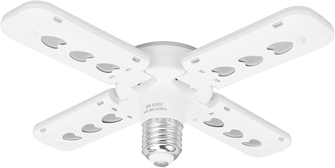Garage Lights, Deformable LED Garage Ceiling Lights with 4 Adjustable Panels, LED Shop Lights for Garage, Basement, Barn, High Bay Light