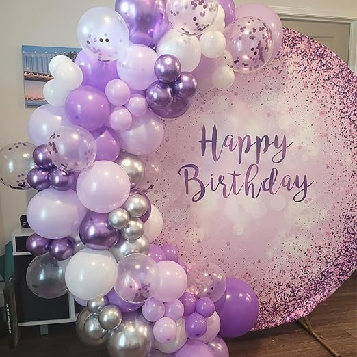 "Magical Purple Balloons Set - Mix of Violet, Lavender, Silver, and Clear Balloons with Silver Crystal Accents - Decorate Your Party with Style and Class"
