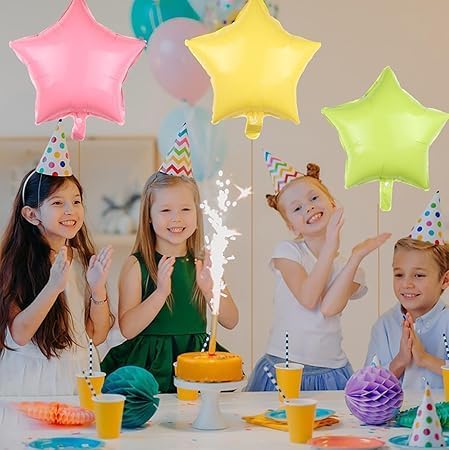 Pack of 10 Pink Star Foil Balloons 18 Inch - Unique Decoration Balloons for Birthday Party, Wedding, Special Event - Helium or Air Inflatable