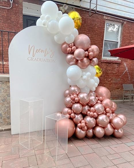 High Quality Blue Latex Balloons, 12 Inch Perfect for Birthday Party, Wedding, Special Event Decoration, Air or Helium Inflatable, Contains 100 Balloons (Rose Gold Nickel Chromium)
