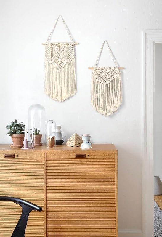 Home Gallery Set of 2 Macrame Wall Hanging Art Woven Wall Decoration Handmade