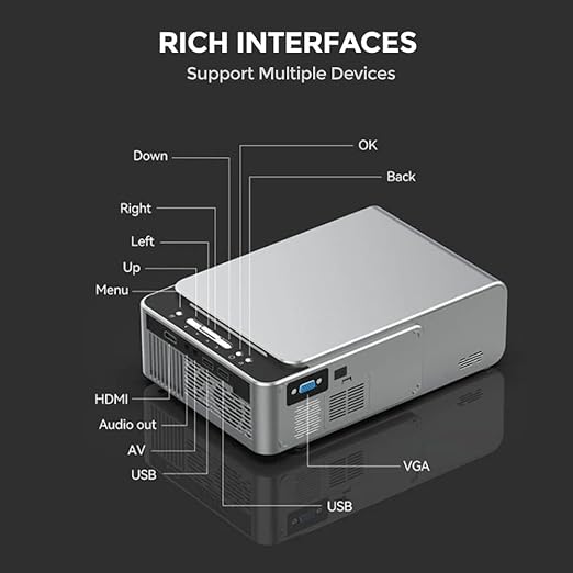 T6 Home Theater LED Projector, WiFi 3500 Lumen Brightness, 1080P HD Portable Wireless Projector for Outdoor Gaming, Home Cinema, Wireless Screen Mirroring, Up to 200" Screen Size