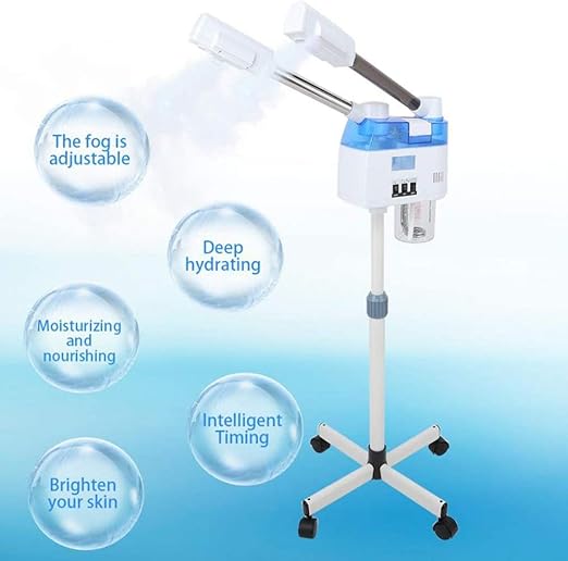 GL Enterprises 2 in 1 Hot & Cold Facial Steamer Machine,800W, Hot Mist Cold Mist,Double Tube,Ozone,Rolling Stand Base