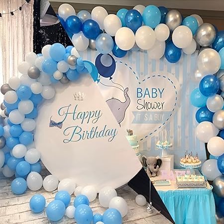 "Premium Party Balloons Set - Blue and Silver Colors with Clear Blue and Silver Confetti Balloons - Perfect for Events and Birthdays"