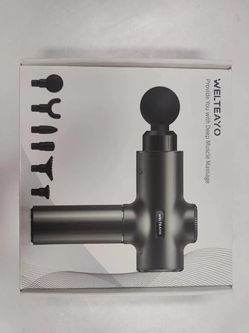 Massage Gun,WELTEAYO Muscle Gun Deep Tissue,Quiet Professional Handheld Massager,with Type-C Charging,Portable Fascial with 6 Heads for Pain Relief