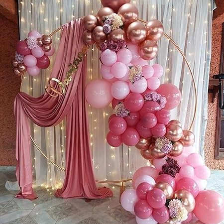 Rose Gold Balloon Garland Kit - 50 Pcs Elegant Party Decorations with Shiny Gold Dots - Perfect for Birthday, Wedding
