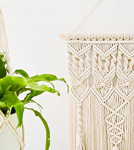 Mkono 2 Pcs Macrame Woven Wall Hanging Boho Home Chic Bohemian Geometric Art Decor - Beautiful Apartment Bedroom Dorm Room Decoration, 32''L x 17''W