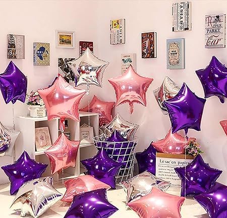 Pack of 10 18 Inch Mauve Star Foil Balloons - Unique Decoration Balloons for Birthday Party, Wedding, Special Event - Helium or Air Inflated