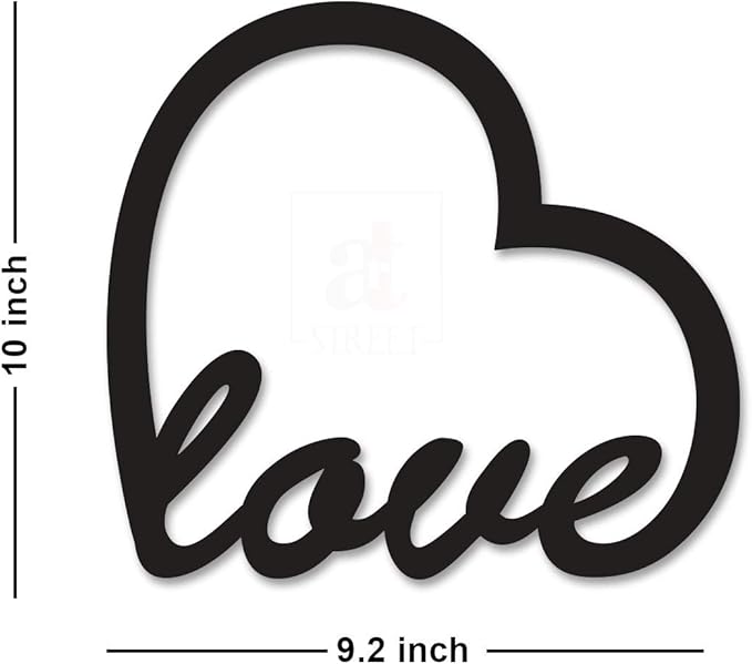 Art Street Love Wall Sign, Wall Plaque, Mdf Cutout Wood Wall Art, Valentine Day Gift (6 mm, Black)