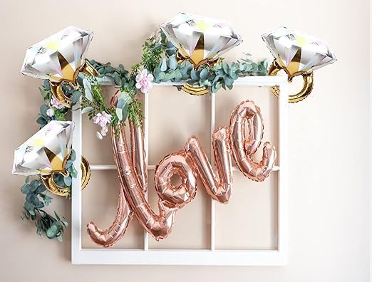 Engagement Ring Balloons Set of 4, High Quality Mylar Foil Balloons, Add Luxurious and Unique Touch to Engagement Wedding Party