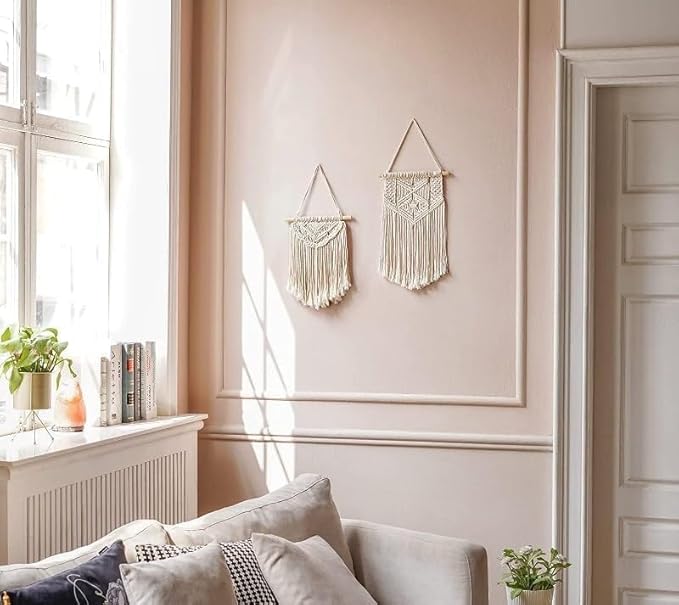 Home Gallery Set of 2 Macrame Wall Hanging Art Woven Wall Decoration Handmade