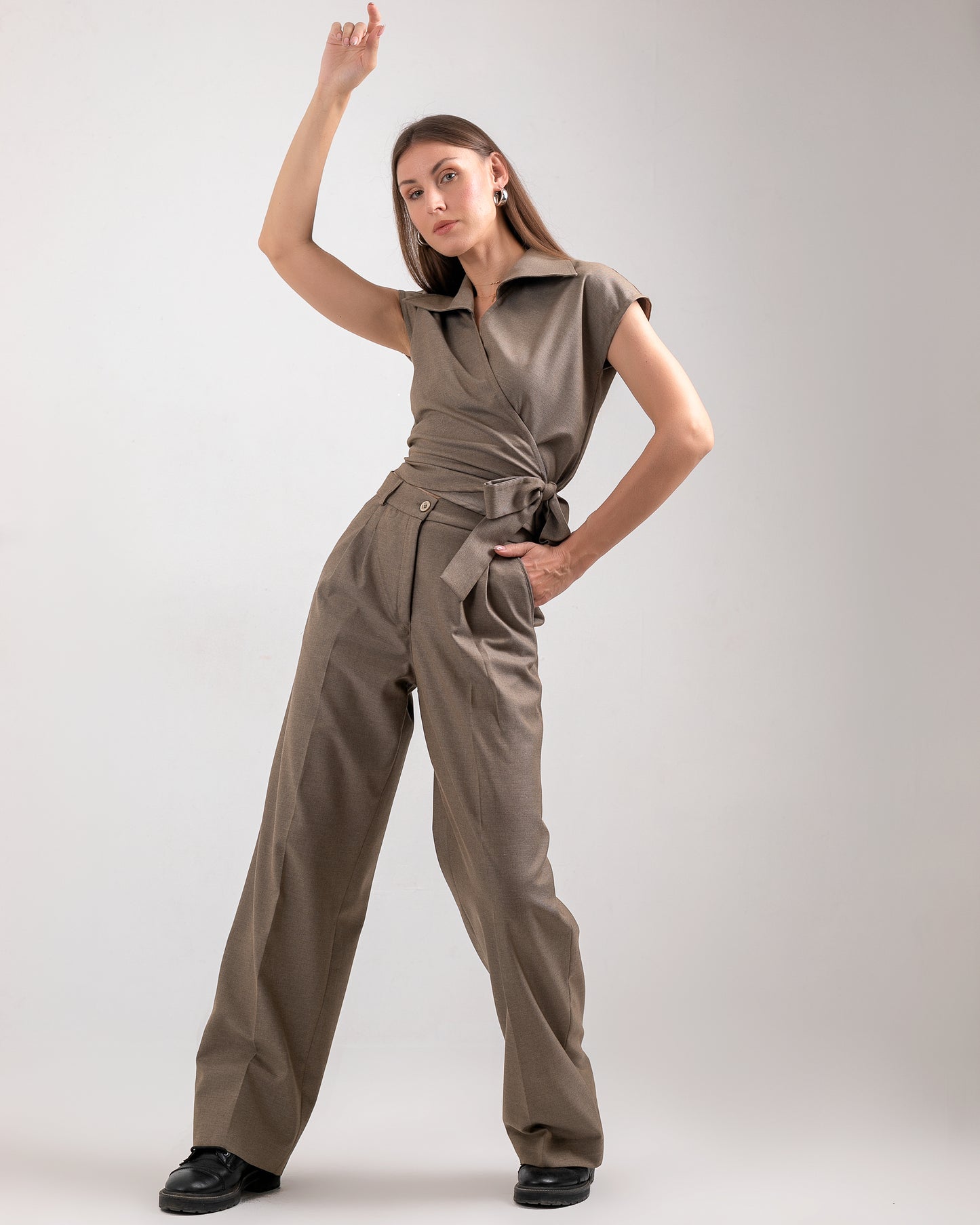 WRAP BROWN BLOUSE