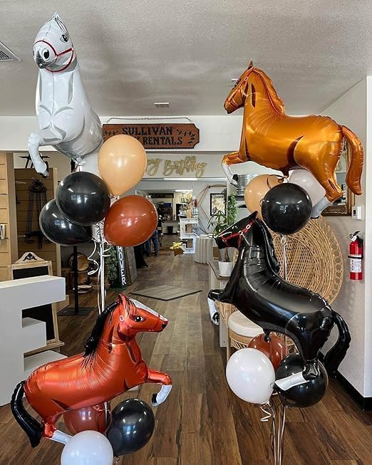4 Pcs 30 Inch Horse Balloons Aluminum Foil Horse Balloons Perfect for Horse Theme Party Decorations, Such as Birthday Party, Baby Shower, Cowboy Party.