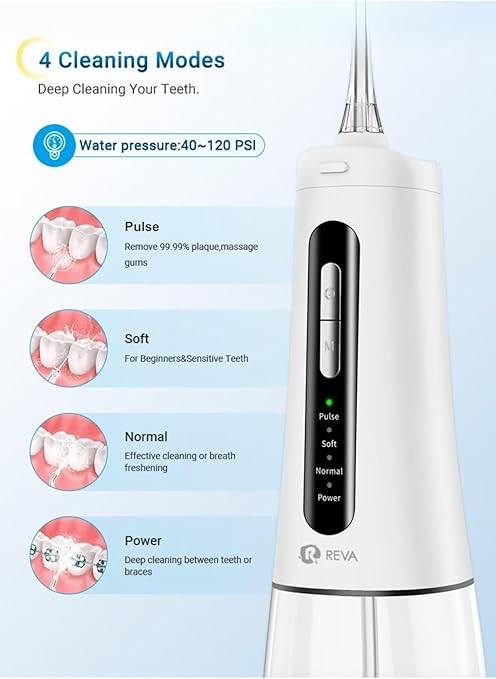 Reva Professional Water Flosser - Cordless Oral Irrigator, 300ML Reservoir,